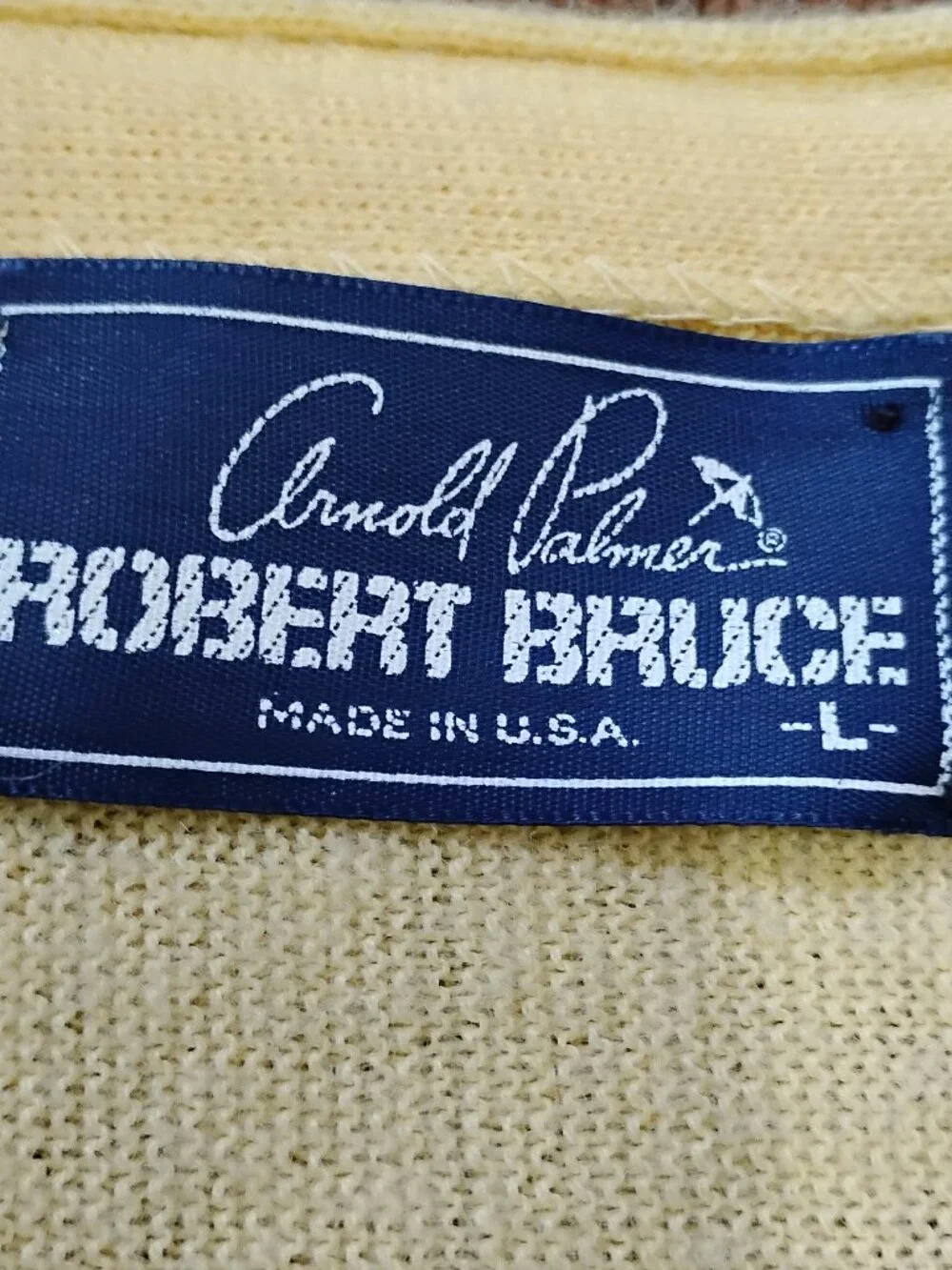 Vintage Arnold Palmer Robert Bruce Wool Cardigan Sweater Yellow